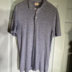 Faherty 100% Linen Blue Polo Sz Medium Men's